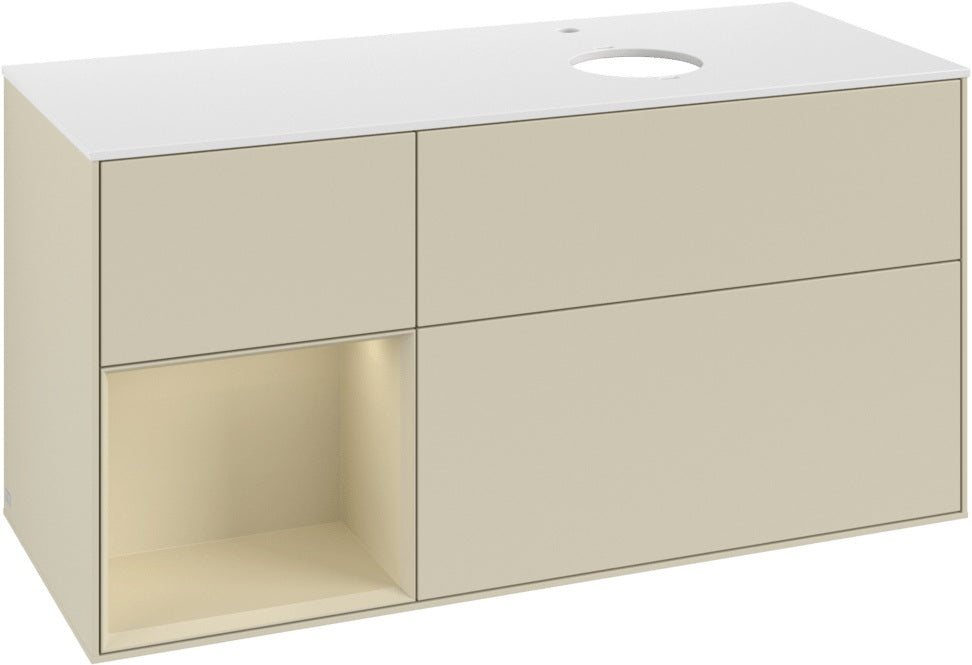 Villeroy & Boch Finion Waschbeckenunterschrank 1200 mm Glossy White Lacquer mit Beleuchtung