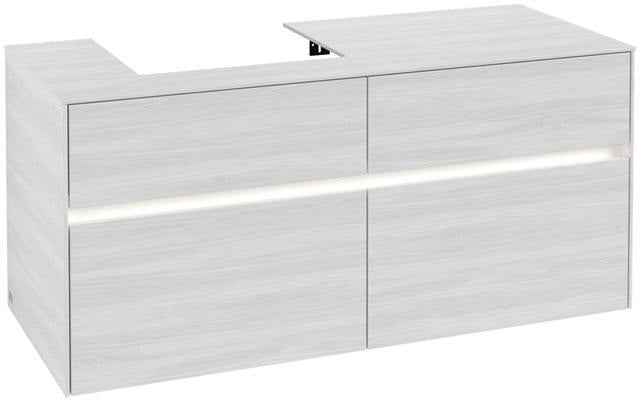 Villeroy & Boch Collaro Waschtischunterschrank 1200 mm mit LED-Beleuchtung und 4 Auszügen – White Wood