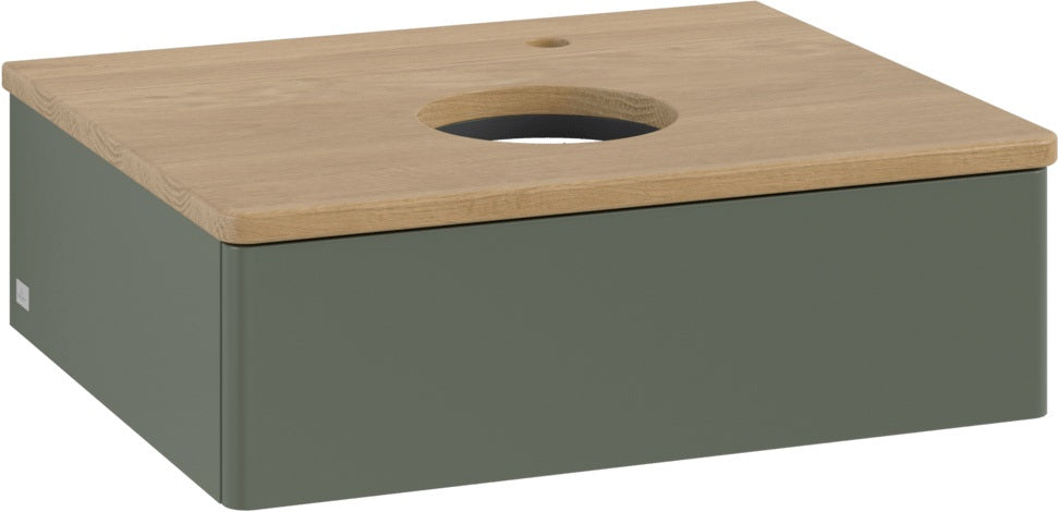 Villeroy & Boch Antao Waschtischunterschrank 600 mm Leaf Green Matt Lack mit Hahnlochbohrung