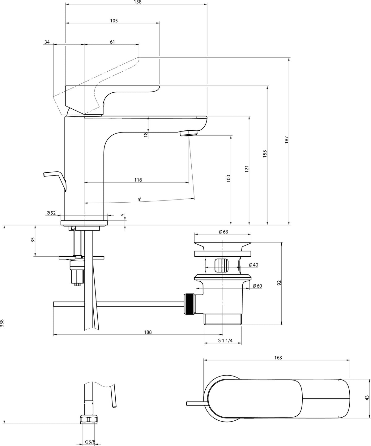 Villeroy & Boch O.novo Einhebel-Waschtischarmatur Chrom 50x150x155 mm – AirPlus & AquaSmart
