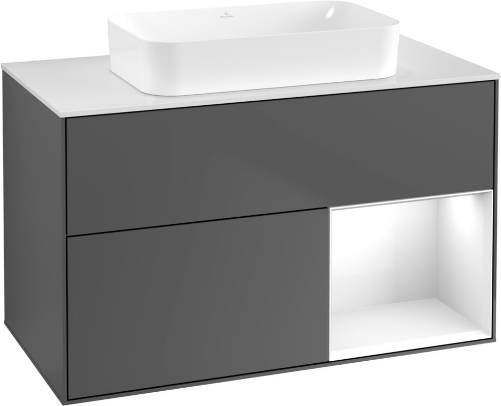 Villeroy & Boch Finion Waschtischunterschrank 1000 mm Glossy White Lacquer mit LED-Beleuchtung