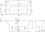Villeroy & Boch Architectura Airpool Comfort Whirlpool 1700x700 mm Weiß Alpin – 2 Personen, 10 Luftdüsen