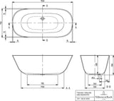 Villeroy & Boch Theano Freistehende Badewanne 1550x750mm Weiß Alpin Quaryl