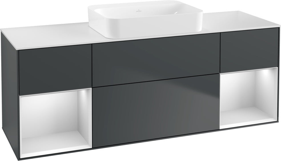 Villeroy & Boch Finion Waschtischunterschrank 1600 mm Glossy White Lacquer mit Beleuchtung