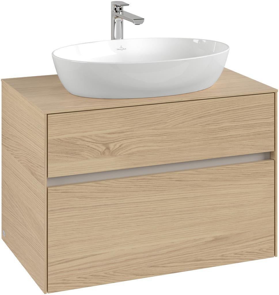 Villeroy & Boch CHIC Set 80 cm mit Lichtspiegel Glossy White – Badmöbelset mit Waschtisch und SoftClosing