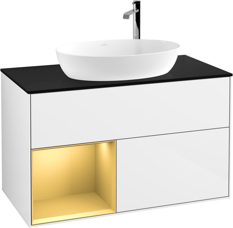 Villeroy & Boch Finion Waschbeckenunterschrank G892G 1000 mm Glossy White Lacquer mit Beleuchtung