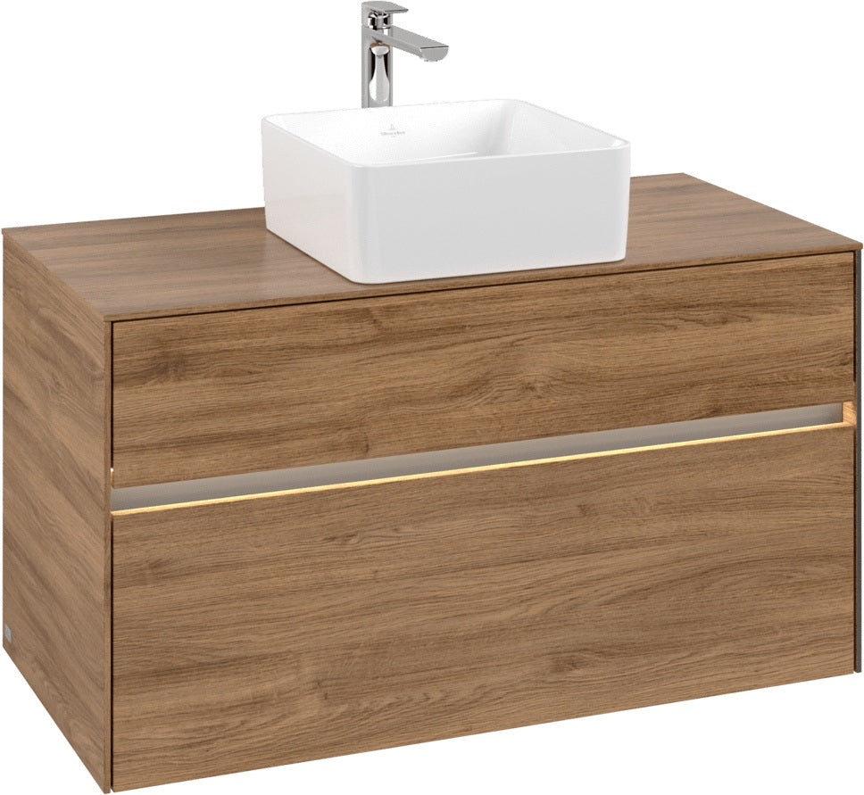 Villeroy & Boch Waschtischunterschrank Collaro C038 B0 1000 mm Kansas Oak mit Beleuchtung