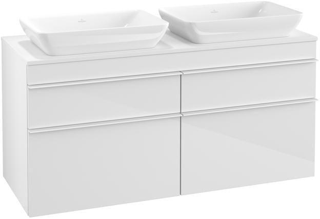 Villeroy & Boch Venticello Waschtischunterschrank 1257 mm Glossy White, 4 Auszüge, für 2 Waschtische
