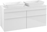 Villeroy & Boch Venticello Waschtischunterschrank 1257 mm Glossy White, 4 Auszüge, für 2 Waschtische