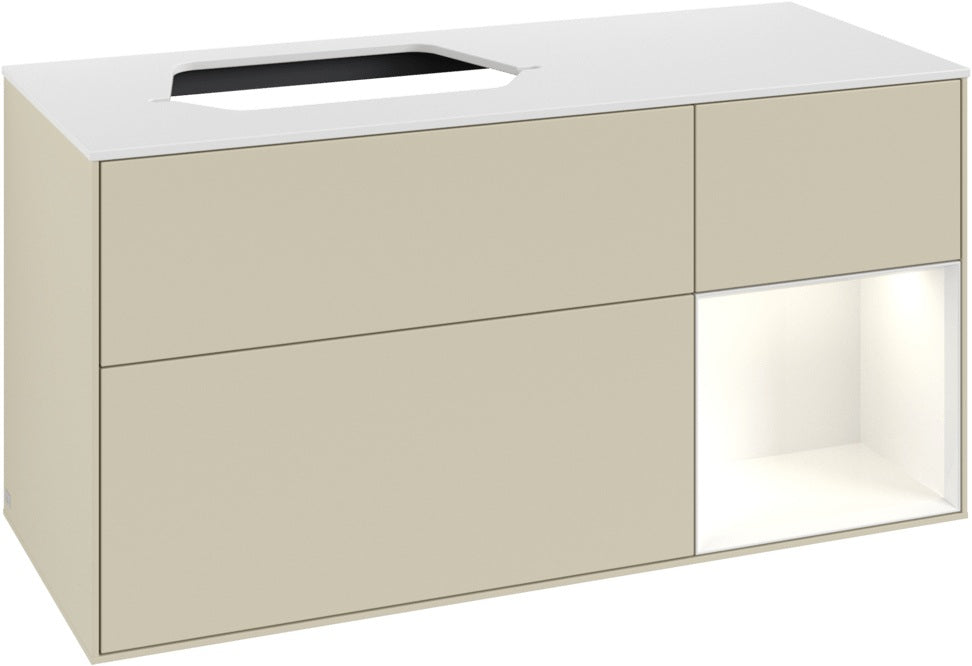 Villeroy & Boch Waschtischunterschrank Finion F401G 1200 mm Glossy White Lacquer mit Beleuchtung