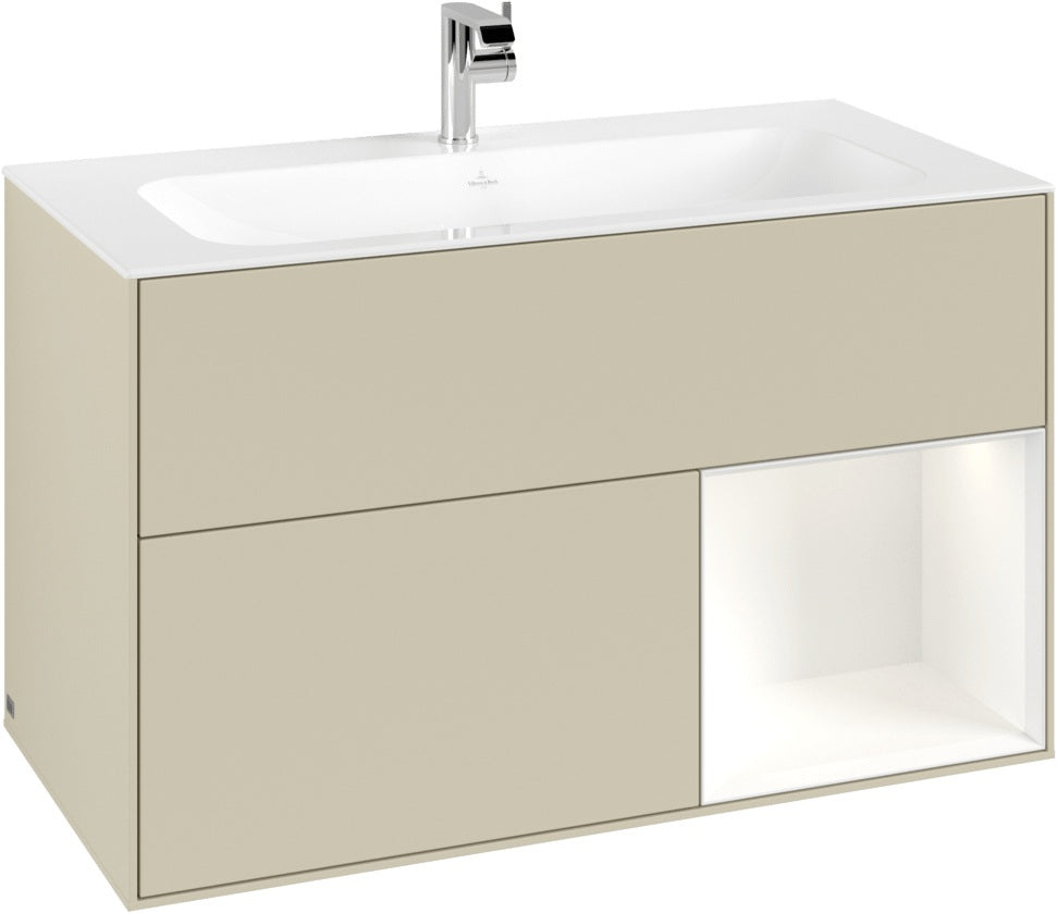 Villeroy & Boch Finion Waschtischunterschrank 996 mm Glossy White Lacquer mit LED-Beleuchtung