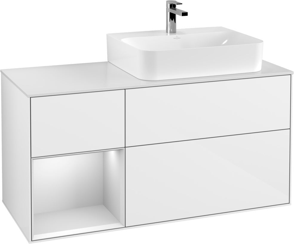 Villeroy & Boch Waschtischunterschrank Finion G141G 1200 mm Glossy White mit LED-Beleuchtung