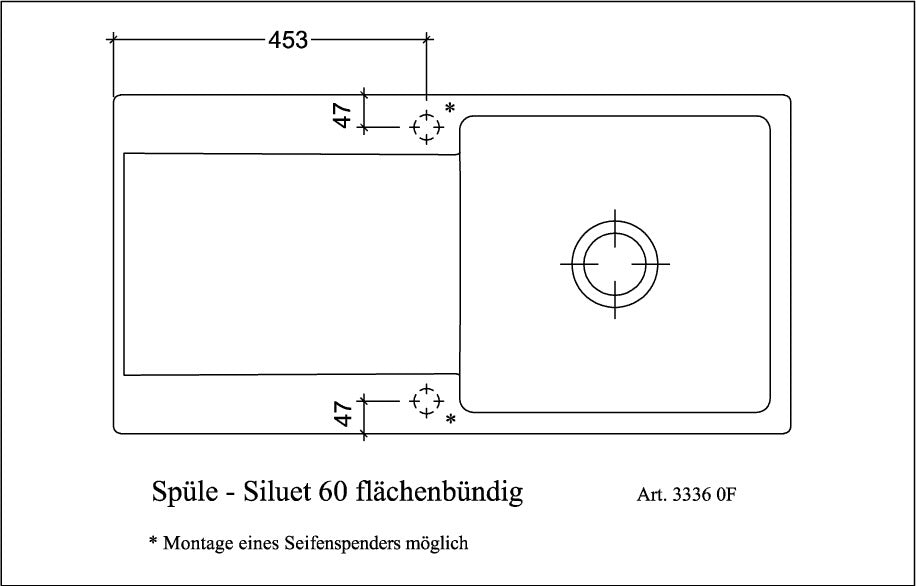 Villeroy & Boch Siluet 60 flat Einbauspüle TitanCeram Ebony CeramicPlus 980x490mm