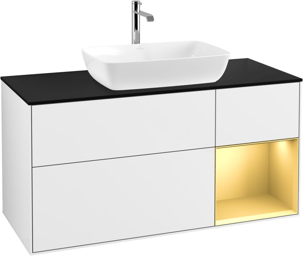 Villeroy & Boch Finion Waschbeckenunterschrank 1200 mm Glossy White Lacquer mit Beleuchtung