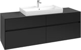 Villeroy & Boch Waschtischunterschrank Collaro C028 B0 1600 mm Volcano Black mit LED-Beleuchtung