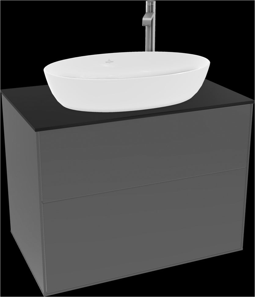 Villeroy & Boch Finion Waschbeckenunterschrank F87200GF – 800 mm, Glossy White Lacquer, mit Push-to-open