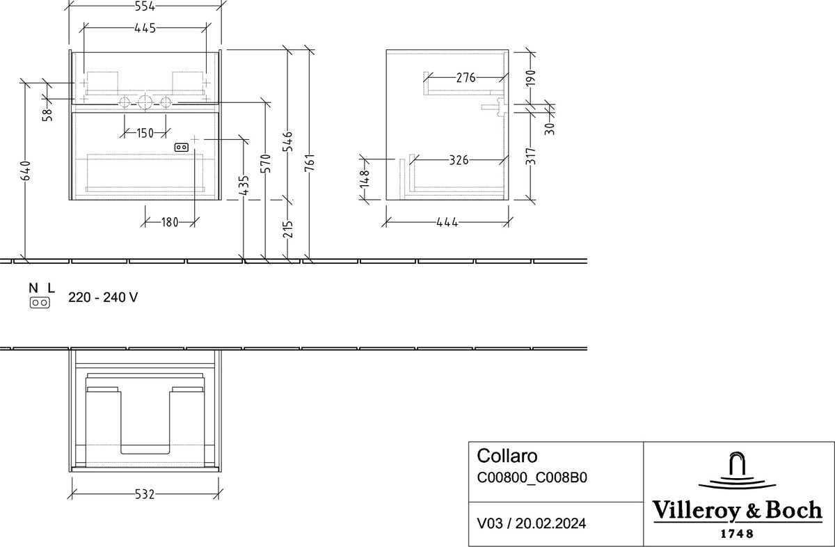Villeroy & Boch Waschtischunterschrank Collaro C008 Glossy White 554 mm