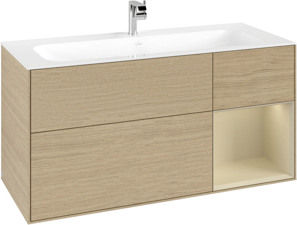 Villeroy & Boch Finion Waschbeckenunterschrank Glossy White Lacquer 1196 mm mit LED-Beleuchtung