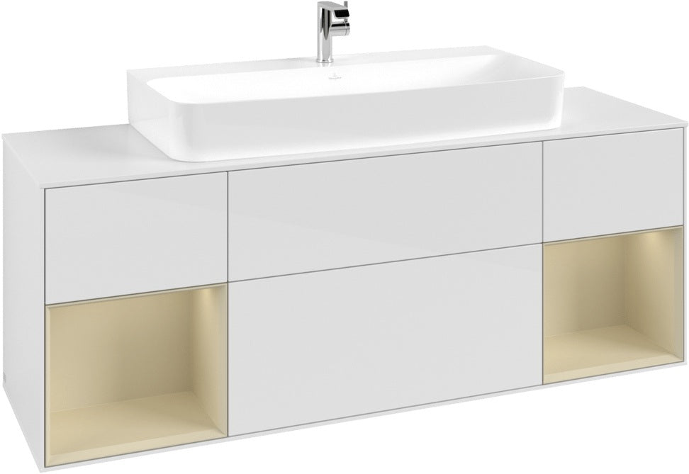 Villeroy & Boch Finion Waschtischunterschrank 1600 mm Glossy White Lacquer mit Beleuchtung