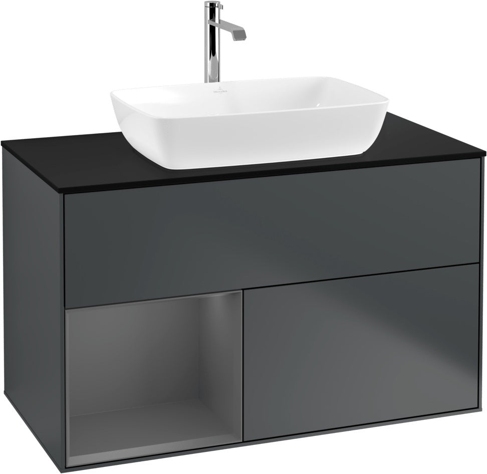 Villeroy & Boch Finion Waschbeckenunterschrank Glossy White mit Beleuchtung, 1000 mm