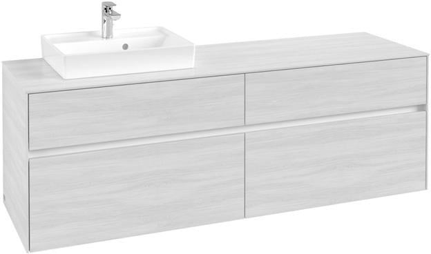 Villeroy & Boch Collaro Waschtischunterschrank 1600 mm Black Matt Lacquer, 4 Auszüge, Becken links
