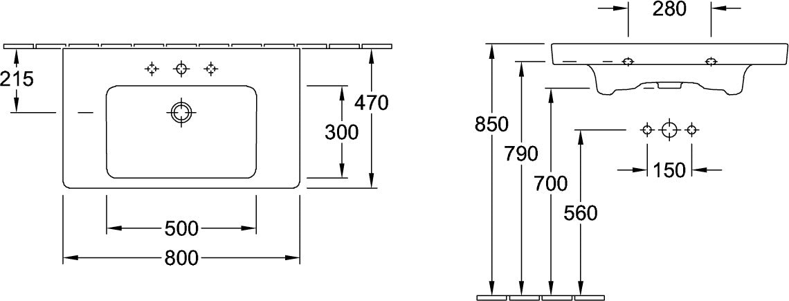 Villeroy & Boch Schrankwaschtisch Subway 2.0 717580 800x475x175mm Rechteck Weiß Alpin