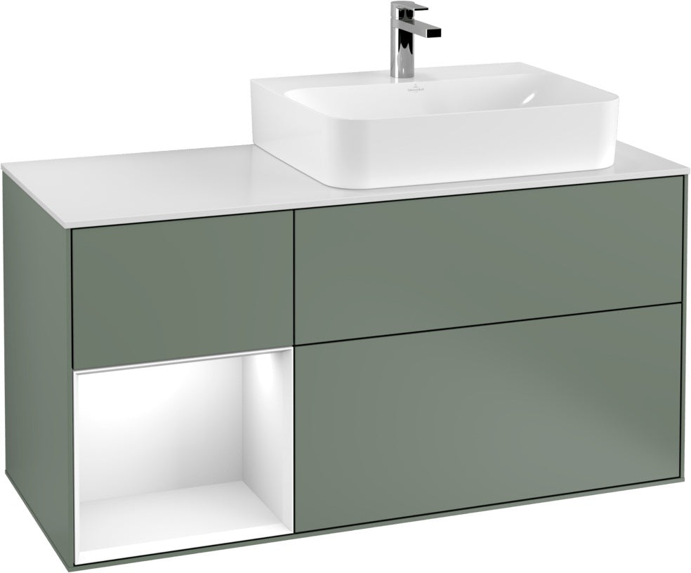 Villeroy & Boch Waschtischunterschrank Finion G141G 1200 mm Glossy White mit LED-Beleuchtung