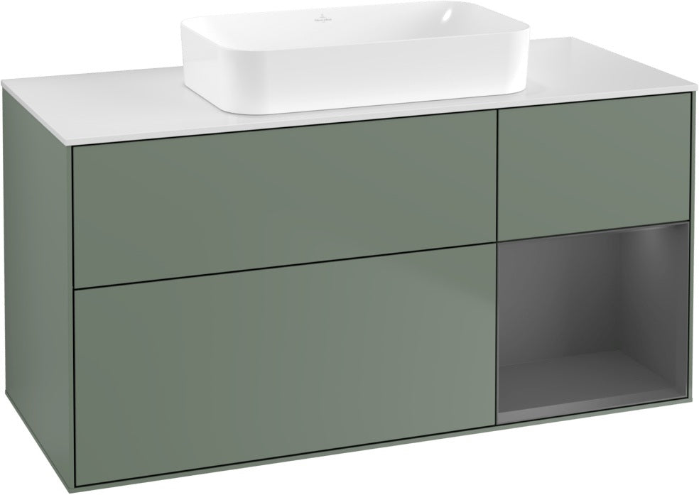 Villeroy & Boch Finion Waschtischunterschrank G711G Black Matt Lacquer 1200 mm mit Beleuchtung