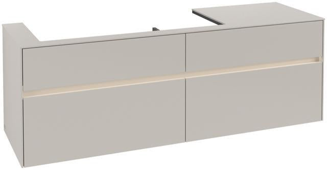 Villeroy & Boch Collaro Waschtischunterschrank 1600 mm mit LED-Beleuchtung und 4 Auszügen in Truffle Grey