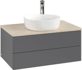 Villeroy & Boch Waschtischunterschrank Antao L19053 800 mm Anthrazit Matt Lack mit LED-Beleuchtung