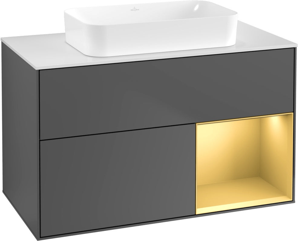 Villeroy & Boch Finion Waschtischunterschrank 1000 mm Glossy White Lacquer mit LED-Beleuchtung