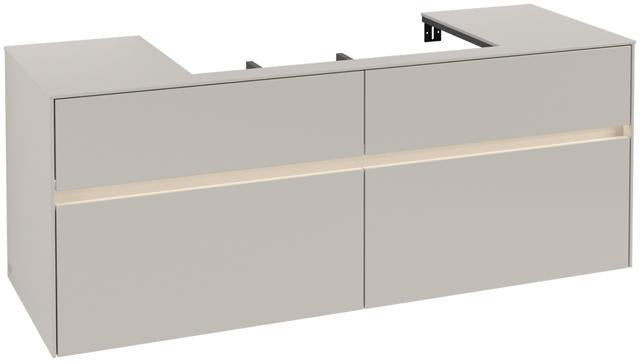 Villeroy & Boch Collaro Waschtischunterschrank 1400 mm mit LED-Beleuchtung und 4 Auszügen in Truffle Grey