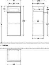 Villeroy & Boch VENTICELLO Seitenschrank Eiche matt 404 mm – wandhängend, Soft-Close, Anschlag rechts