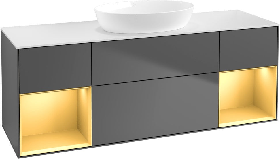 Villeroy & Boch Finion Waschbeckenunterschrank 1600 mm Glossy White Lacquer – mit LED-Beleuchtung