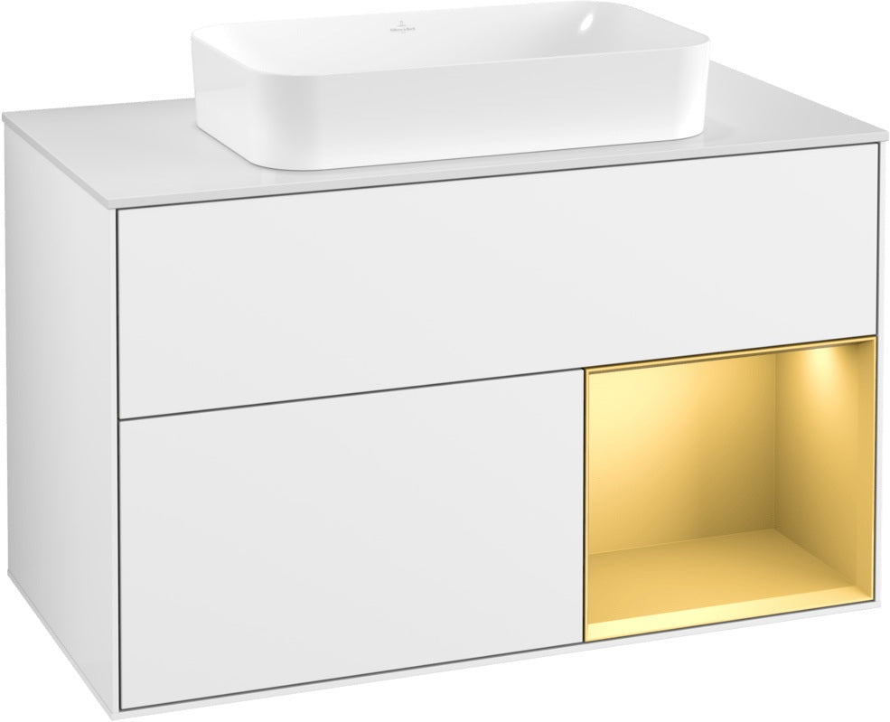 Villeroy & Boch Finion Waschtischunterschrank 1000 mm Glossy White Lacquer mit LED-Beleuchtung