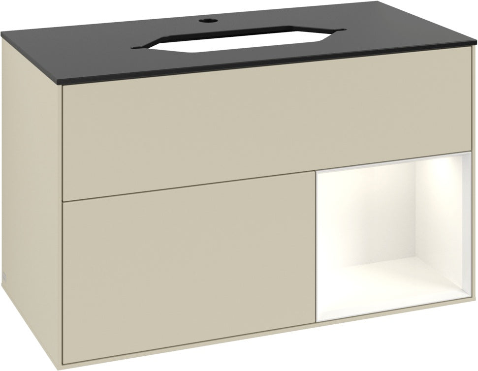 Villeroy & Boch Waschtischunterschrank Finion F252G 1000 mm Glossy White Lacquer mit LED-Beleuchtung