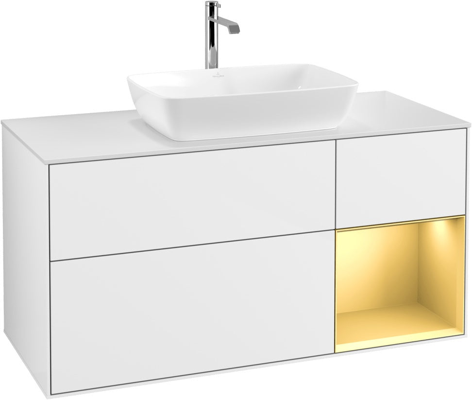 Villeroy & Boch Waschtischunterschrank Finion G831G 1200 mm Glossy White Lacquer mit Beleuchtung