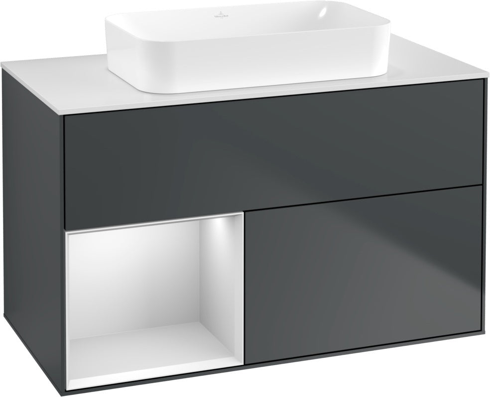 Villeroy & Boch Finion Waschtischunterschrank 1000 mm Glossy White Lacquer – mit LED-Beleuchtung & SoftClosing