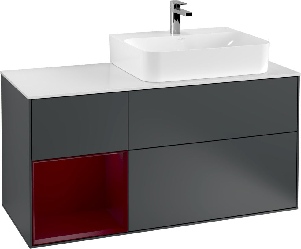 Villeroy & Boch Waschtischunterschrank Finion G141G 1200 mm Glossy White mit LED-Beleuchtung