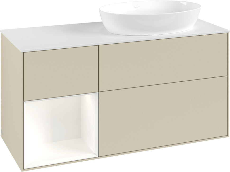 Villeroy & Boch Finion Waschtischunterschrank 1200 mm Glossy White Lacquer mit Beleuchtung