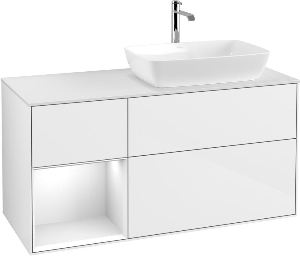 Villeroy & Boch Finion Waschbeckenunterschrank 1200 mm Glossy White Lacquer mit Beleuchtung
