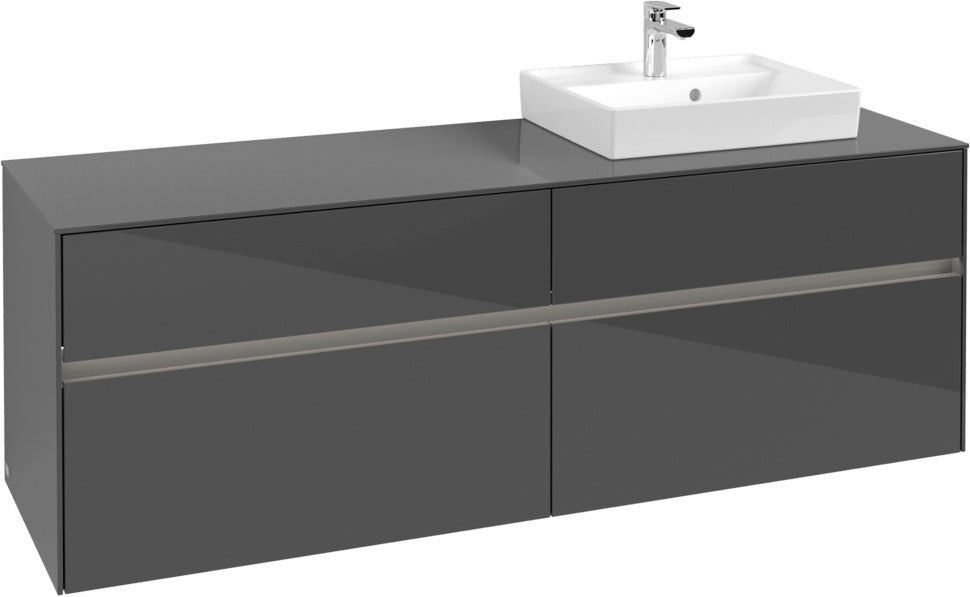 Villeroy & Boch Waschtischunterschrank Collaro C079 B0 1600 mm Glossy Grey mit Beleuchtung und SoftClosing