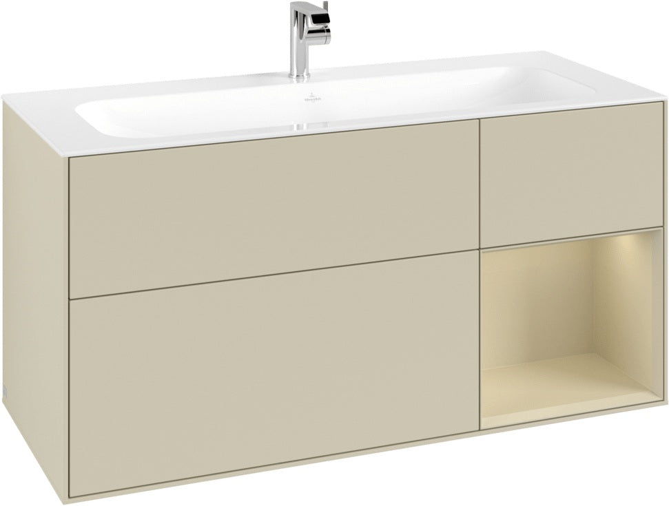 Villeroy & Boch Finion Waschbeckenunterschrank Glossy White Lacquer 1196 mm mit LED-Beleuchtung