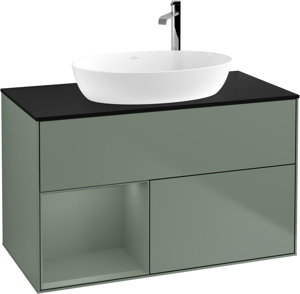 Villeroy & Boch Finion Waschbeckenunterschrank G892G 1000 mm Glossy White Lacquer mit Beleuchtung
