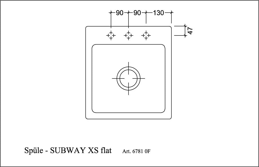 Villeroy & Boch Subway 45 XS flat Einbauspüle Ebony CeramicPlus 440x475mm Keramik