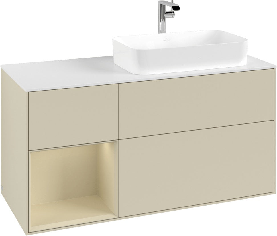 Villeroy & Boch Finion Waschtischunterschrank 1200 mm Glossy White Lacquer mit LED-Beleuchtung