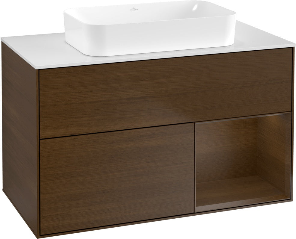 Villeroy & Boch Finion Waschtischunterschrank 1000 mm Glossy White Lacquer mit LED-Beleuchtung