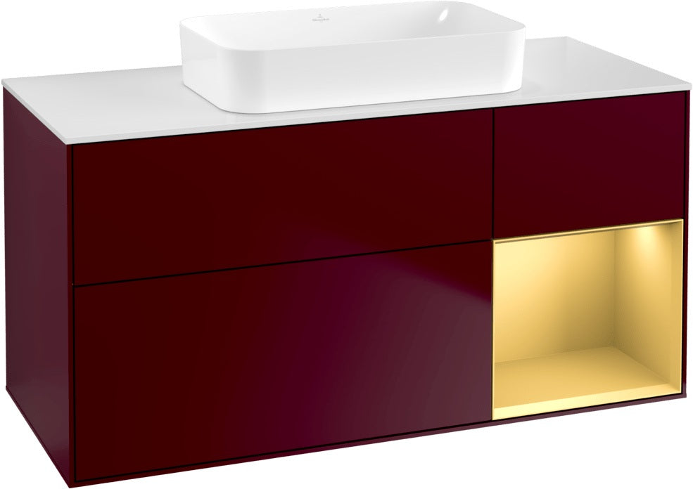 Villeroy & Boch Finion Waschtischunterschrank G711G Black Matt Lacquer 1200 mm mit Beleuchtung