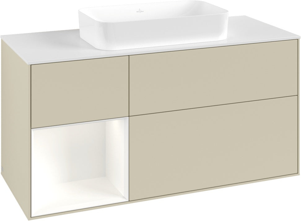 Villeroy & Boch Finion Waschbeckenunterschrank 1200 mm Walnut Veneer mit Beleuchtung