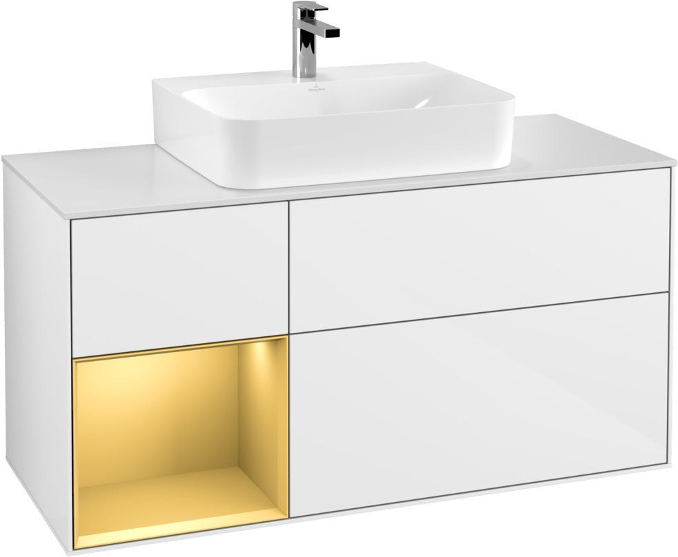 Villeroy & Boch Finion Waschtischunterschrank G161G 1200 mm Glossy White Lacquer mit LED-Beleuchtung